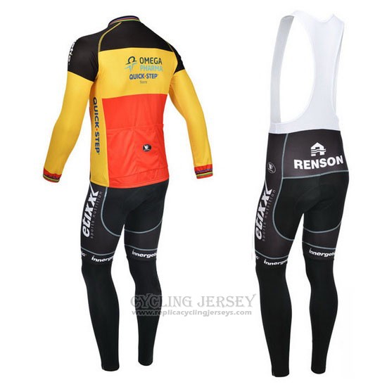 2013 Cycling Jersey Omega Pharma Quick Step Champion Belgium Long Sleeve and Bib Tight